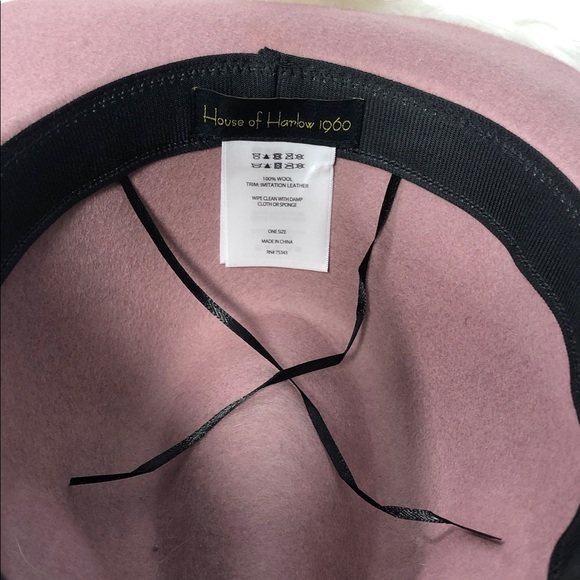 NWT House Of Harlow 1960 Women's Pink Wool Fedora Hat One Size NEW - Picture 4 of 9